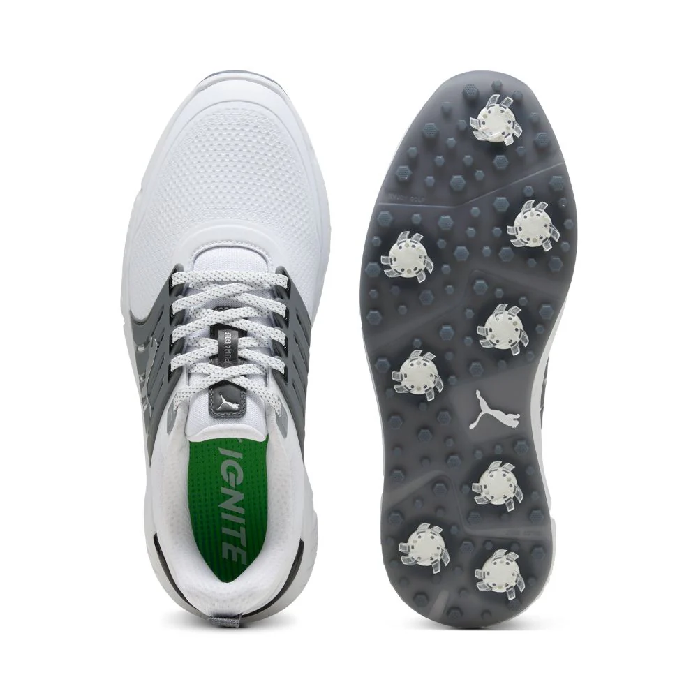 PUMA IGNITE Elevate 2 Tour Spiked Golf Shoes 2026 - White / Slate Sky / Black - Image 3