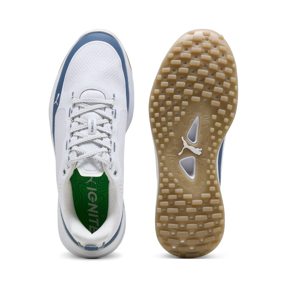 PUMA IGNITE Elevate X Spikeless Golf Shoes 2026 - White / Dark Indigo - Image 3