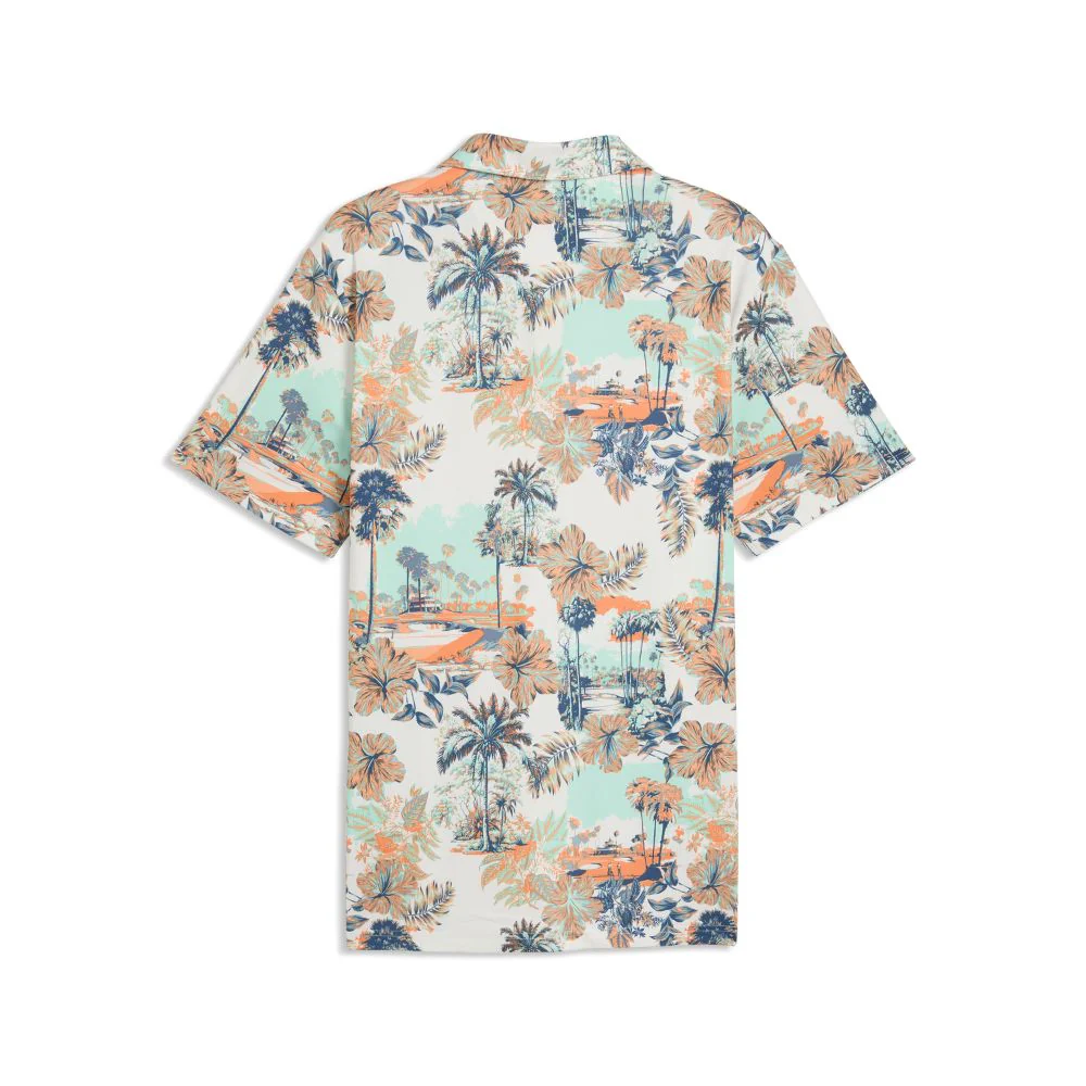 PUMA Cloudspun Palm Men's Golf Polo Shirt 2026 - Warm White / Mint Jelly / Melon Glow - Image 2