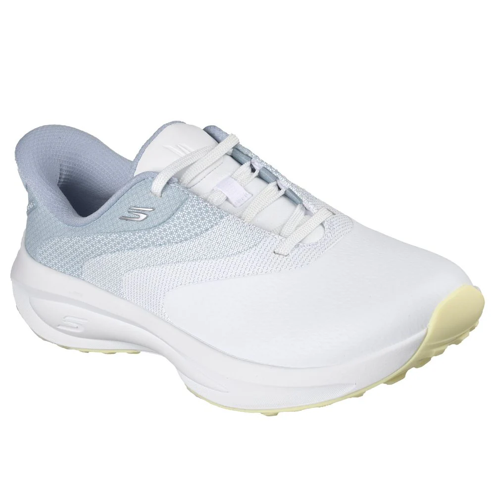 Skechers Flow Slip-In Spikeless Ladies Golf Shoes 2026 - 123153 - White / Light Blue / Yellow - Image 4