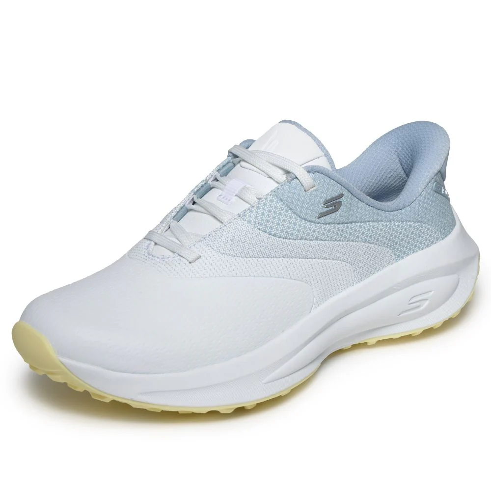 Skechers Flow Slip-In Spikeless Ladies Golf Shoes 2026 - 123153 - White / Light Blue / Yellow - Image 5