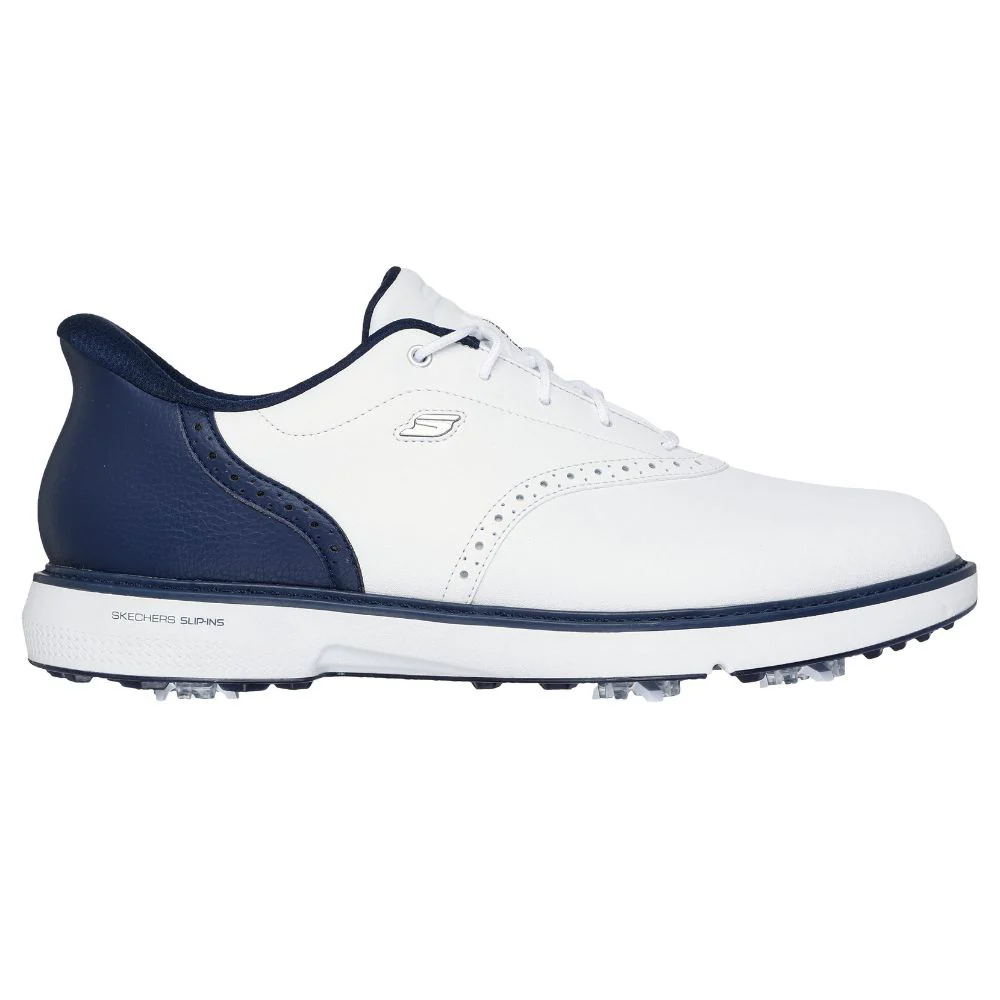 Skechers Prestige Spiked Golf Shoes 2026 - 214125 - White / Navy