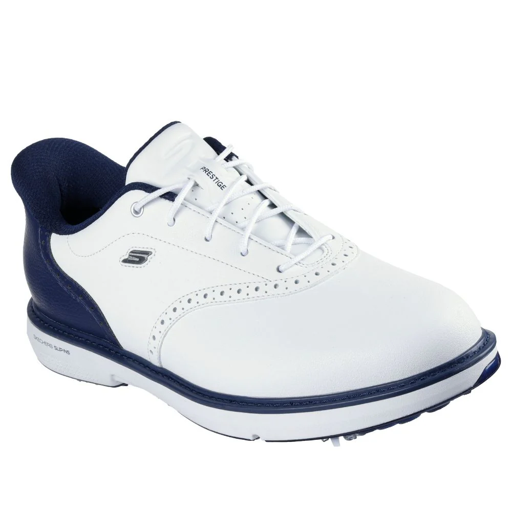 Skechers Prestige Spiked Golf Shoes 2026 - 214125 - White / Navy - Image 4