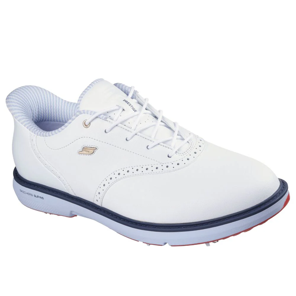 Skechers Prestige Spiked Golf Shoes 2026 - 214125 - White / Navy / Red - Image 4
