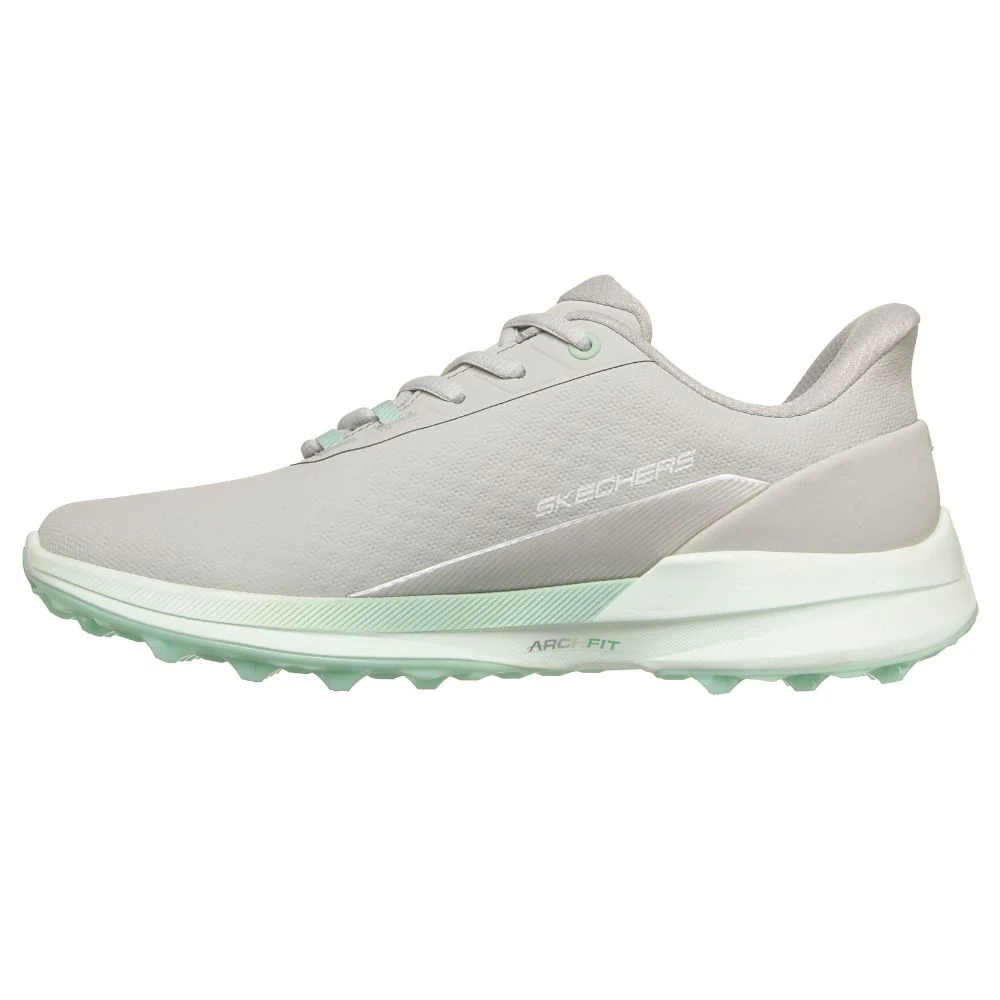 Skechers Pure Slip-In Spikeless Ladies Golf Shoes 2026 - 123147 - Light Grey / Aqua - Image 3