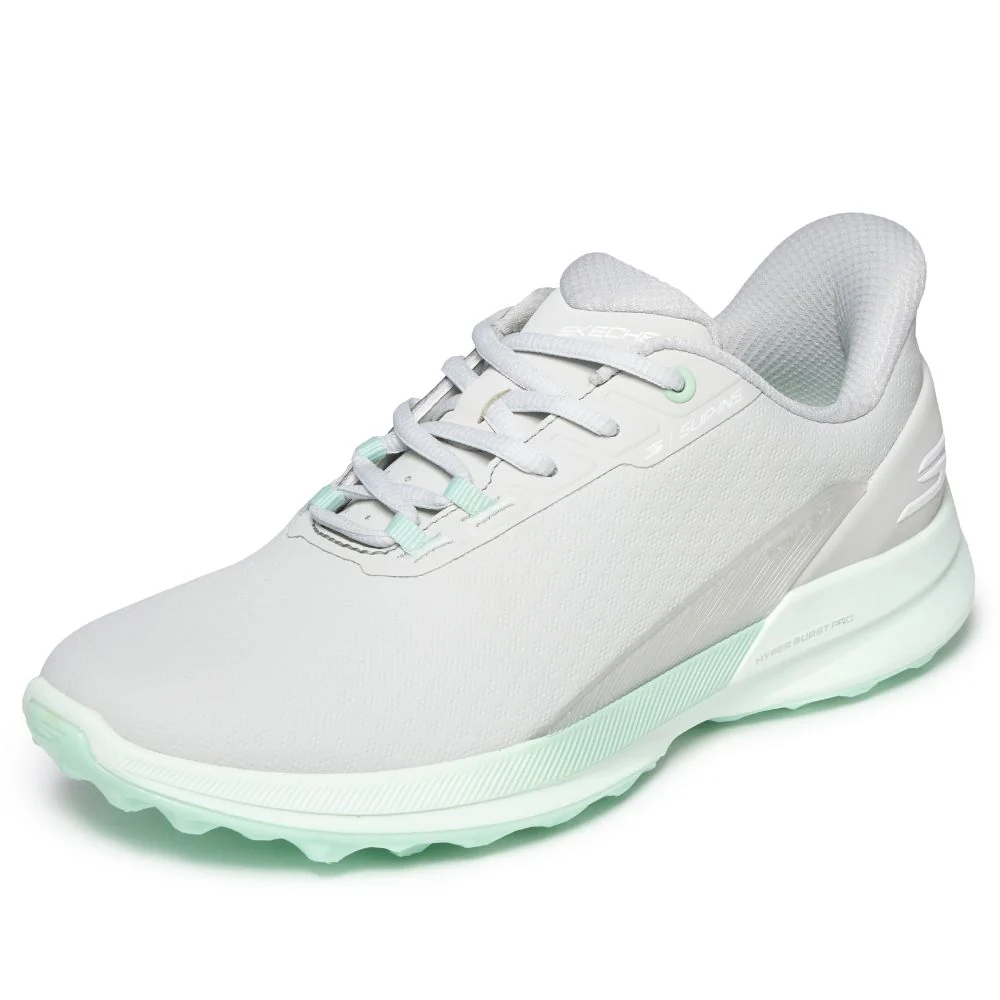 Skechers Pure Slip-In Spikeless Ladies Golf Shoes 2026 - 123147 - Light Grey / Aqua - Image 5