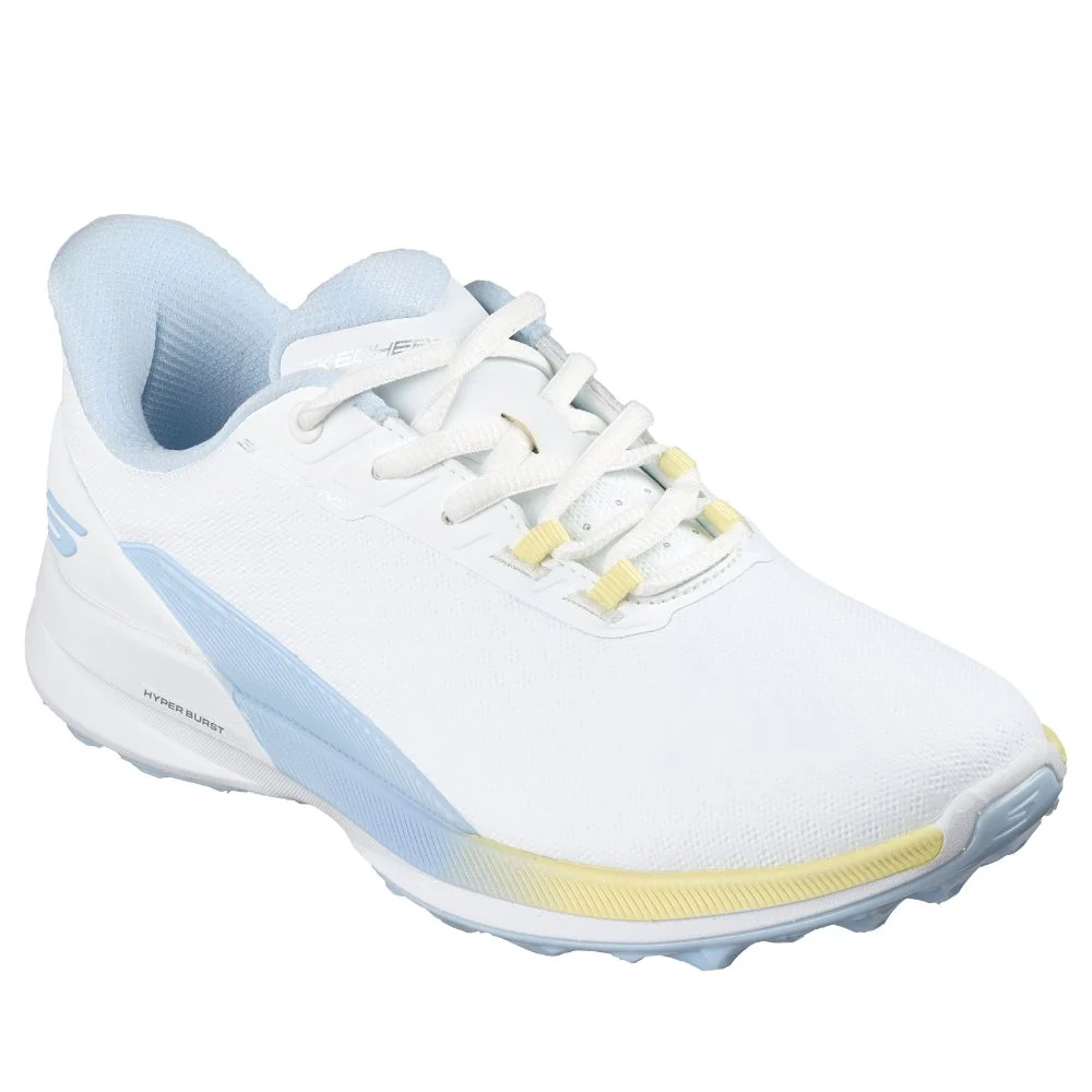 Skechers Pure Slip-In Spikeless Ladies Golf Shoes 2026 - 123147 - White / Light Blue / Yellow - Image 4