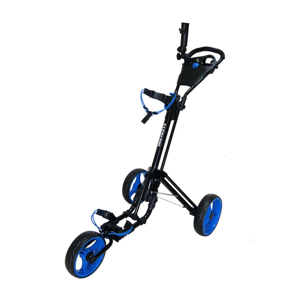 Skymax Qwik Fold 3.0 3 Wheel Golf Trolley - Charcoal / Blue + Free Gift