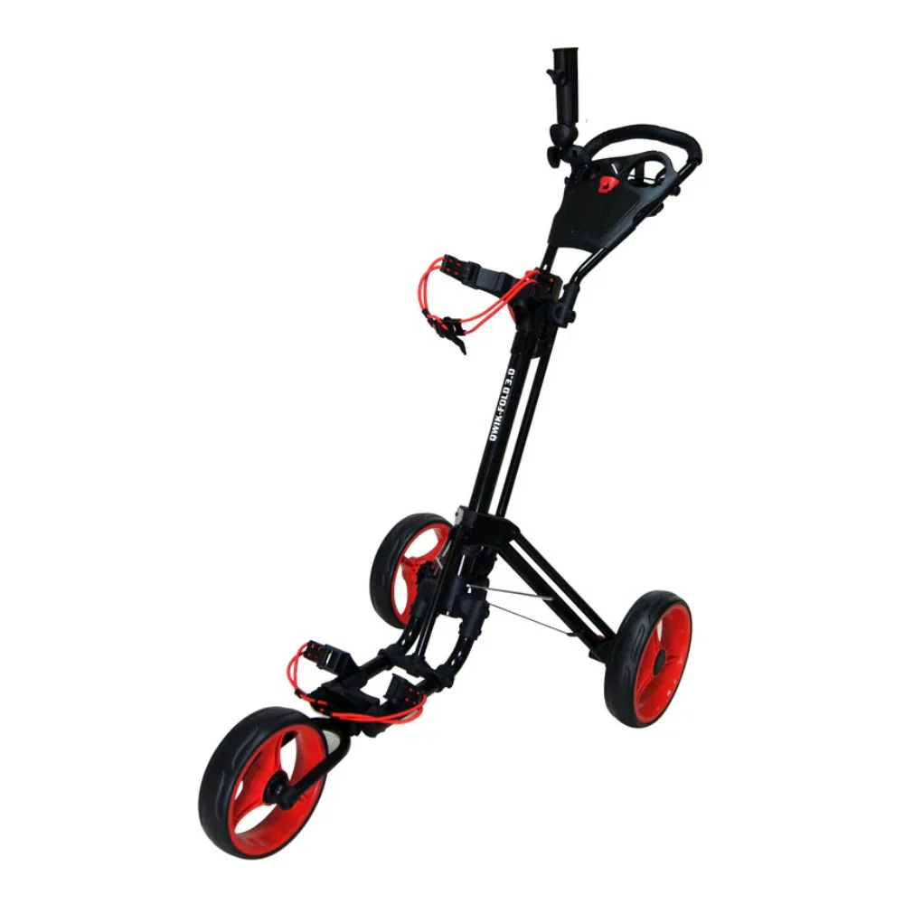 Skymax Qwik Fold 3.0 3 Wheel Golf Trolley - Charcoal / Red + Free Gift