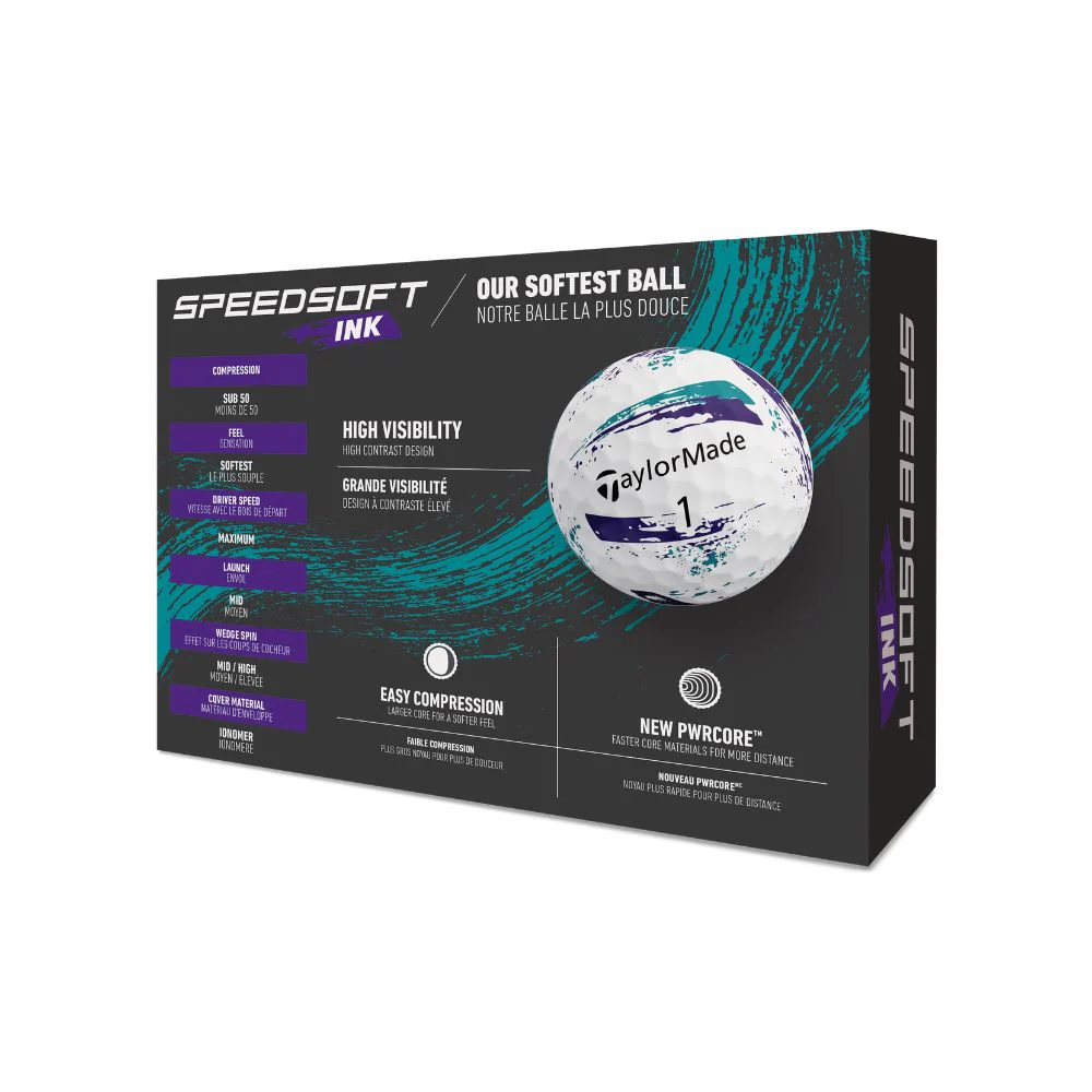 TaylorMade SpeedSoft Ink Golf Balls 2026 - Ink Purple / Teal - Image 4