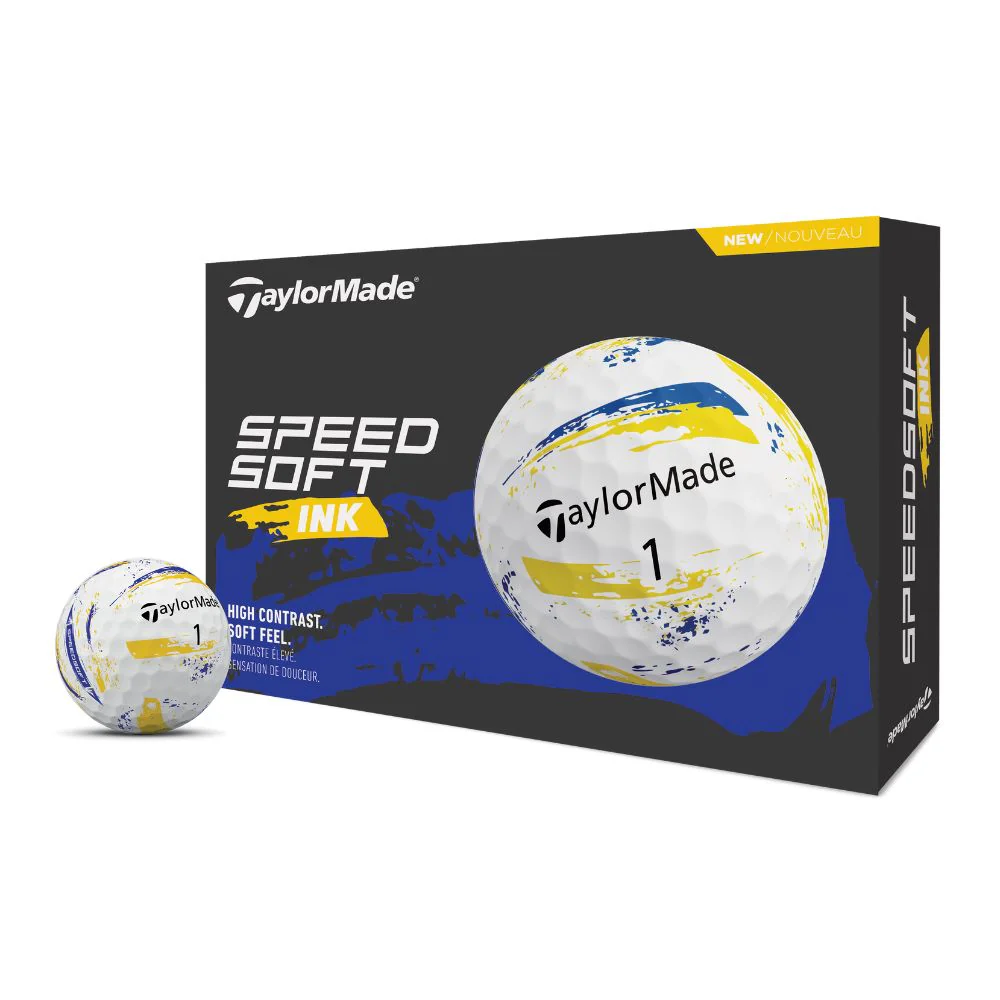 TaylorMade SpeedSoft Ink Golf Balls 2026 - Ink Yellow / Blue - Image 2
