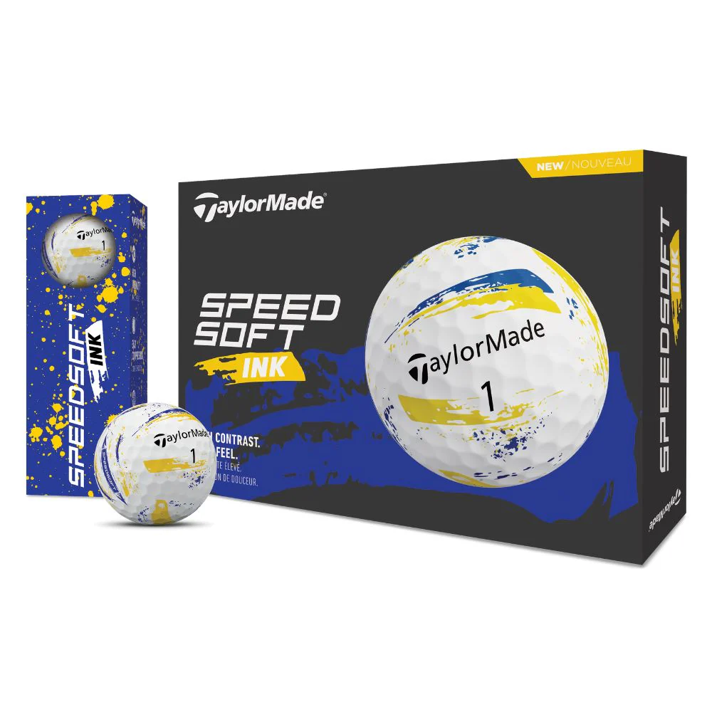 TaylorMade SpeedSoft Ink Golf Balls 2026 - Ink Yellow / Blue - Image 3