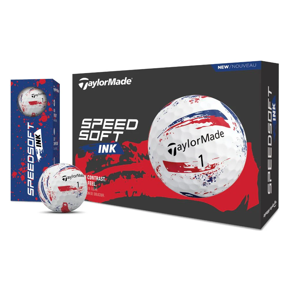 TaylorMade SpeedSoft Ink Golf Balls 2026 - Ink Blue / Red - Image 3