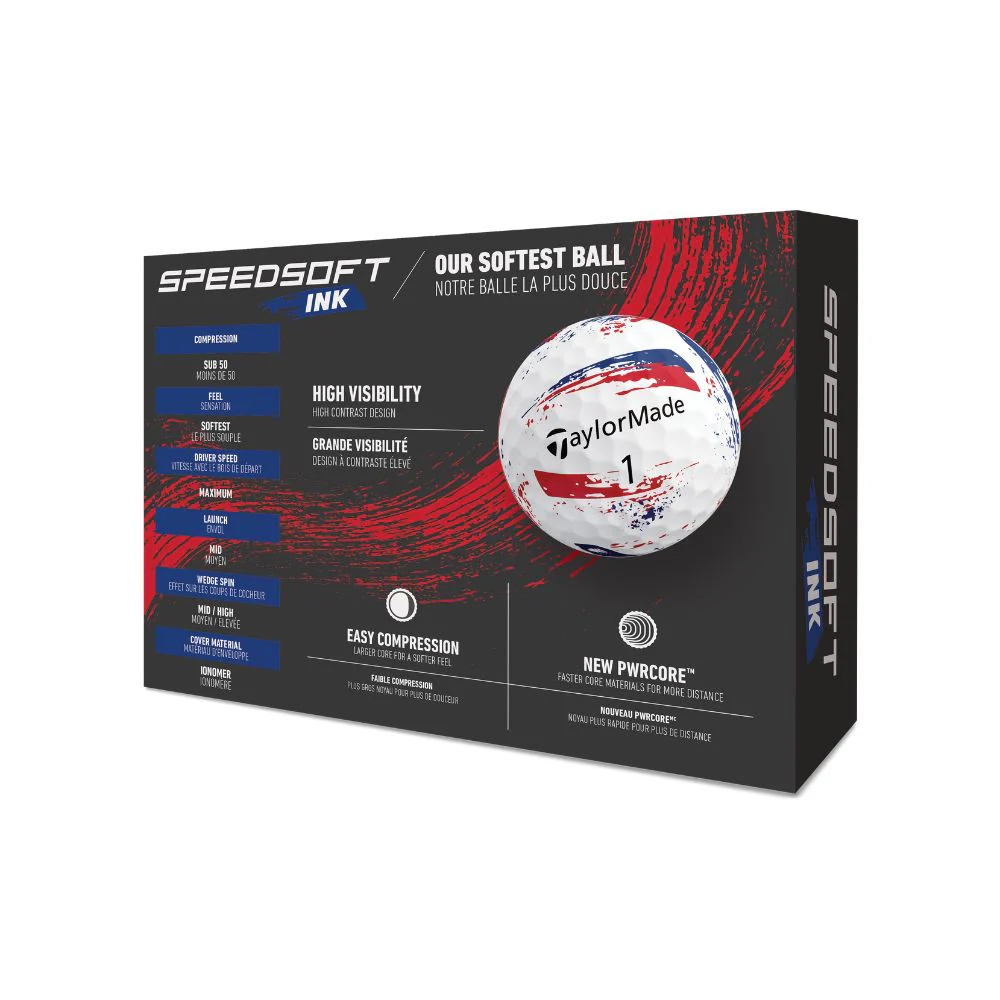 TaylorMade SpeedSoft Ink Golf Balls 2026 - Ink Blue / Red - Image 4