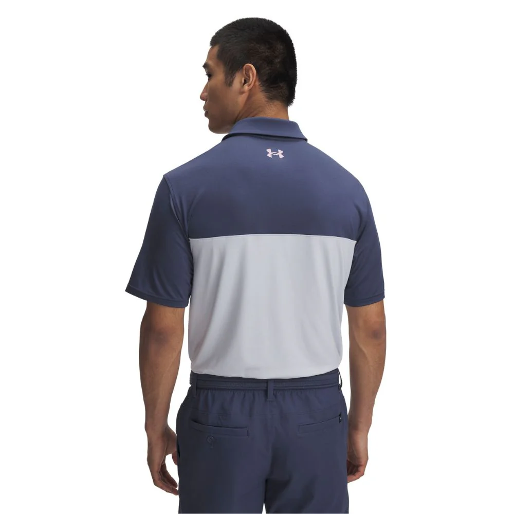 Under Armour Tee To Green Colour Block Mens Golf Polo Shirt 2025 - 1383139-044 - Image 2