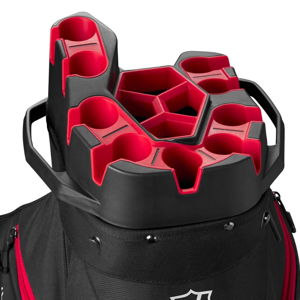 Wilson Golf I-Lock 4 Organiser Cart Bag - Black / Red / White - Image 2
