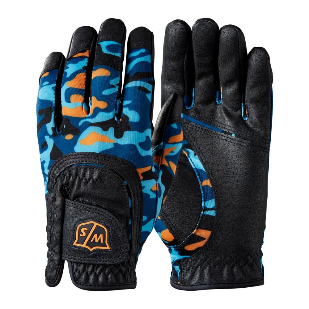 Wilson Golf Junior One Size Fits All Golf Glove - Black / Orange Camo - Image 4
