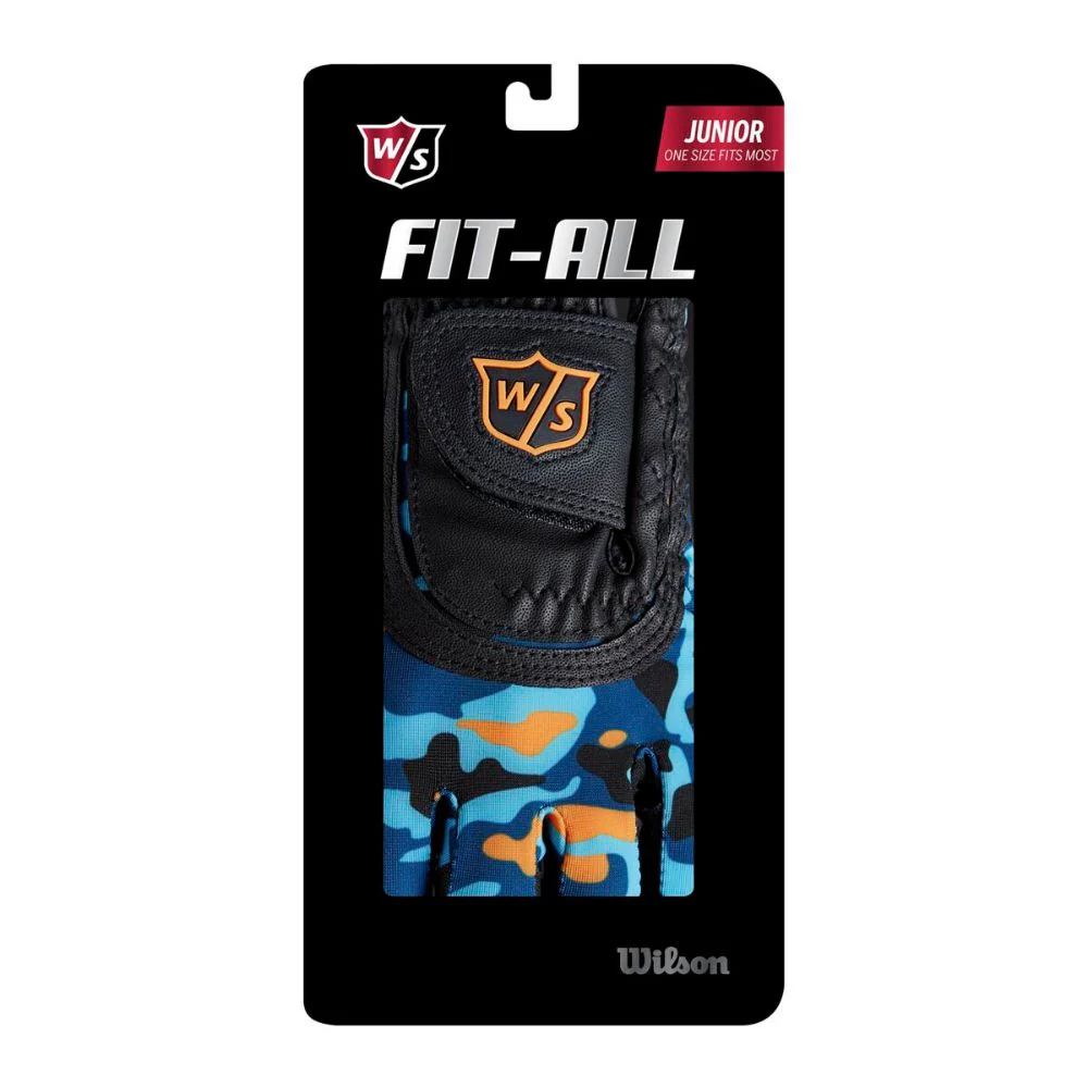 Wilson Golf Junior One Size Fits All Golf Glove - Black / Orange Camo - Image 5