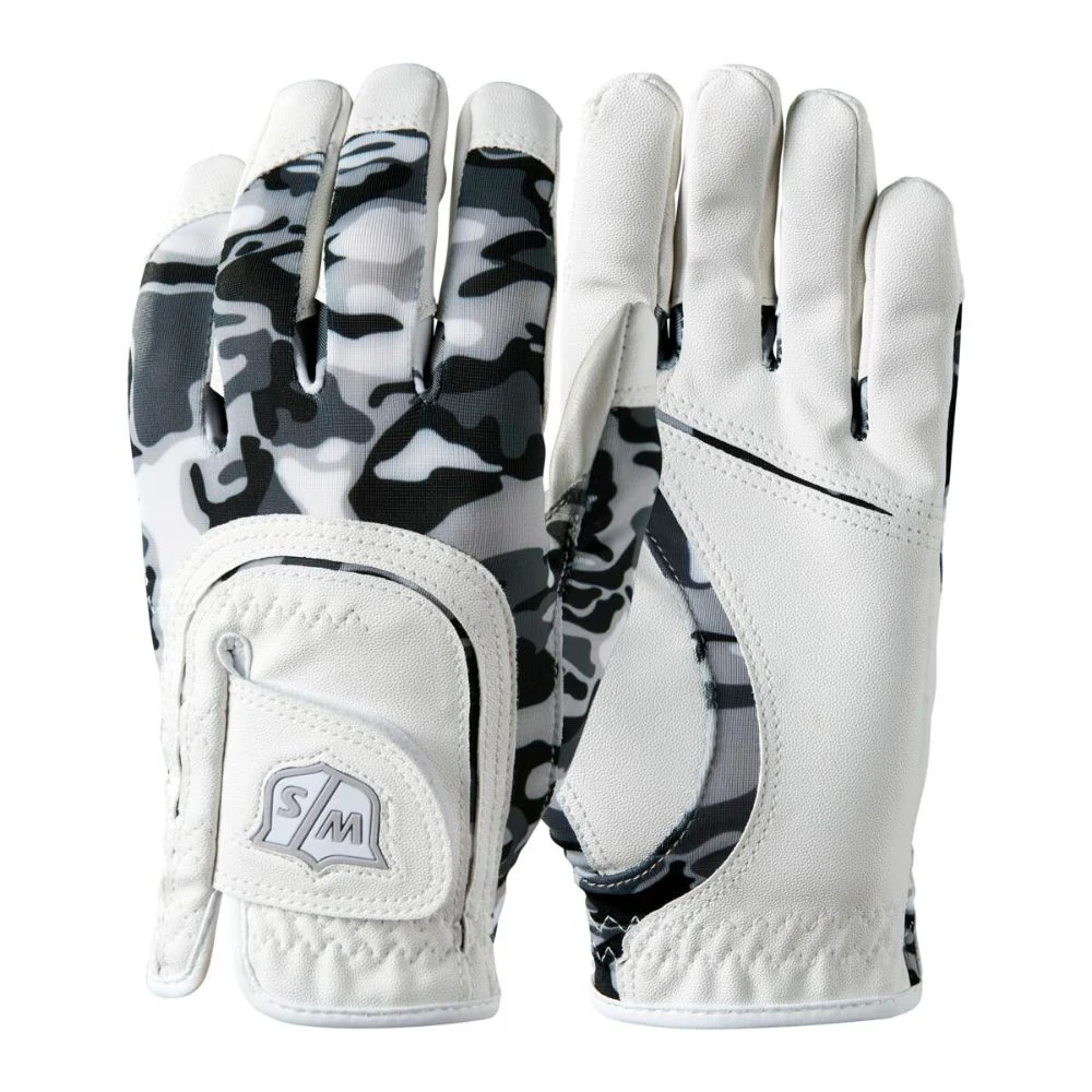 Wilson Golf Junior One Size Fits All Golf Glove - White / Black Camo - Image 4