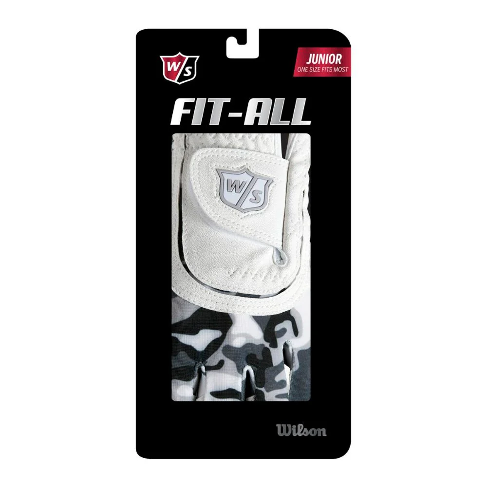 Wilson Golf Junior One Size Fits All Golf Glove - White / Black Camo - Image 5